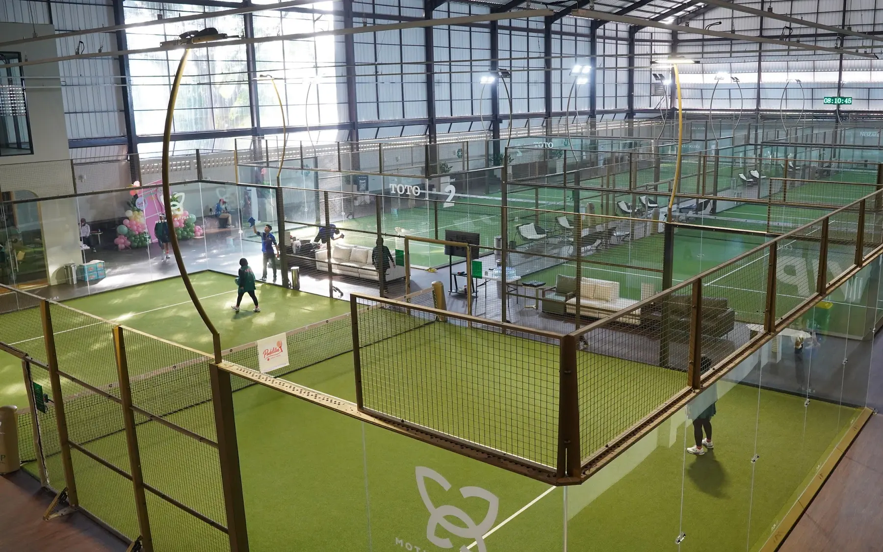 View over several MOP Arena padel courts from above