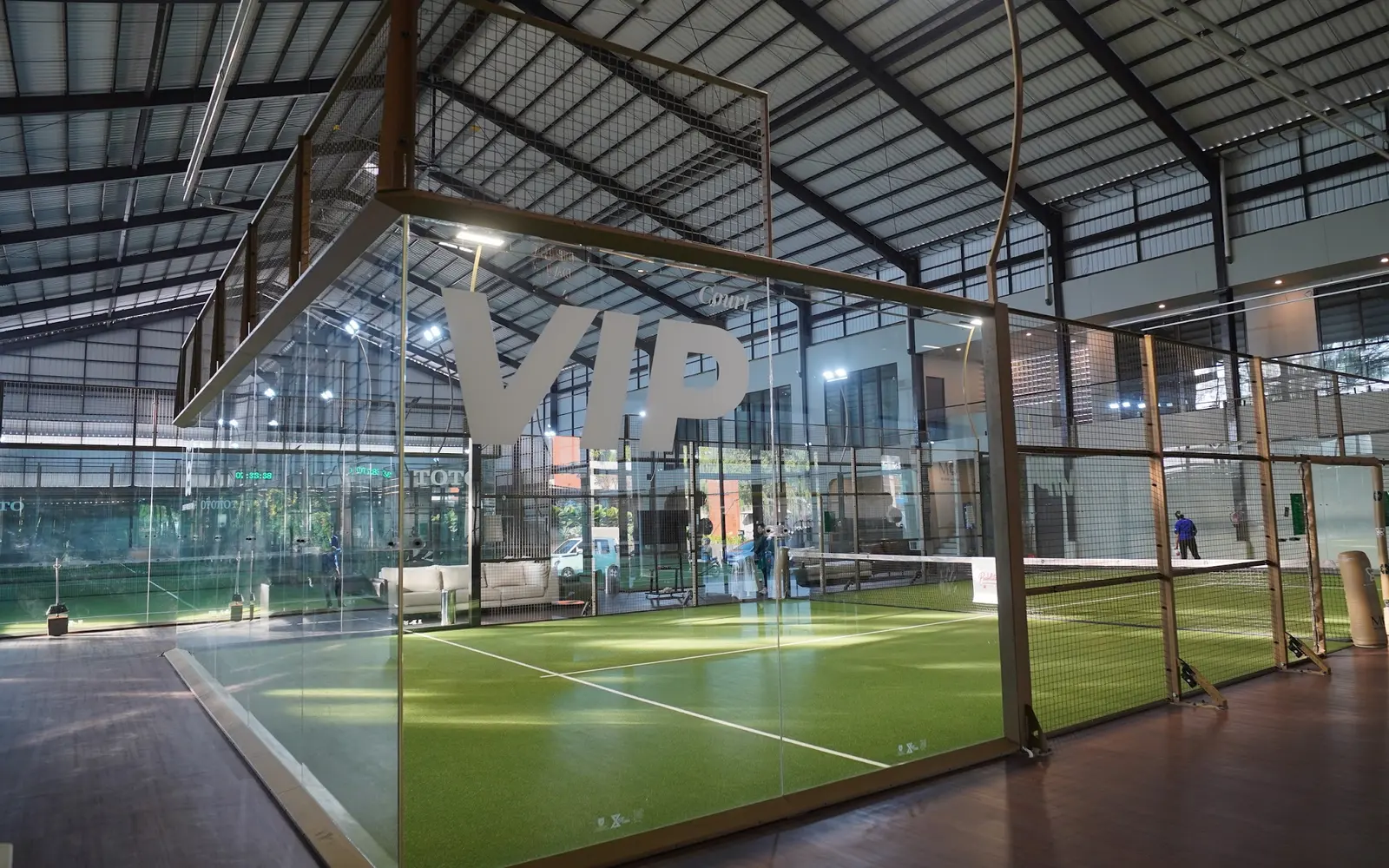 The VIP court at MOP Arena behind glass